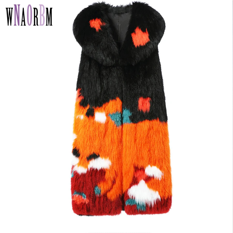 Fashion sale fox fur fabric vest fashion show jacket real fox fur coat leather grass vest young woman coat