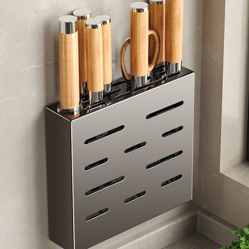 Kitchen knife storage box, knife holder, non-perforation, wall-mounted rack, kitchen items,kitchen accessories organizer