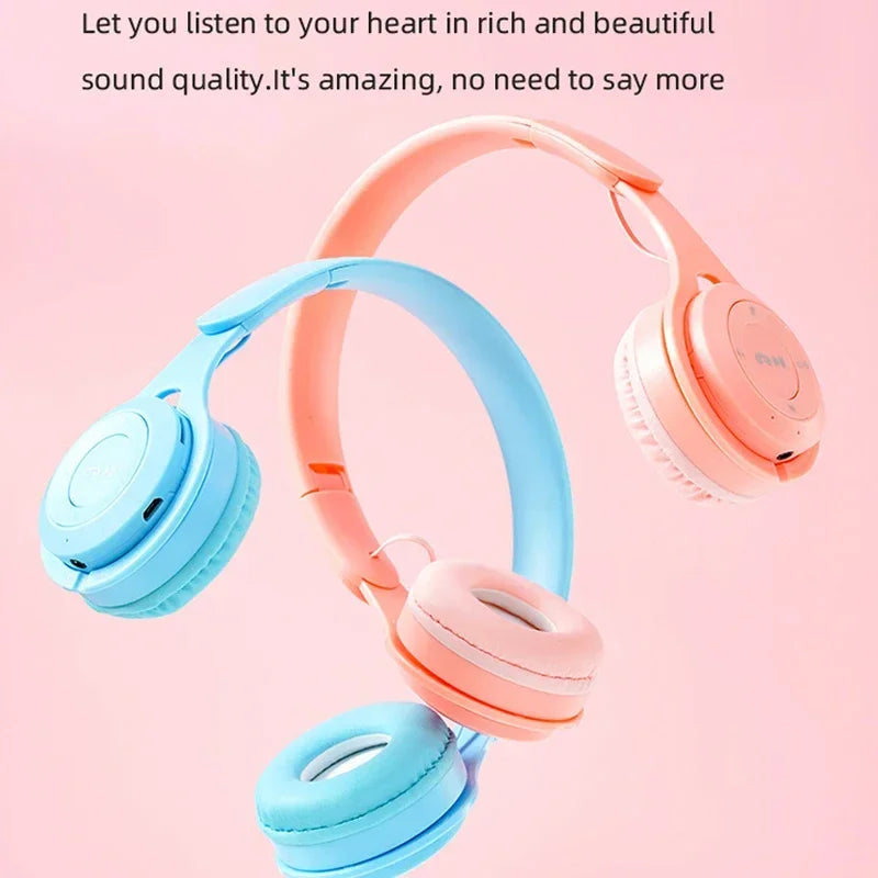 Headphones Kids Wireless Bluetooth Earphones Stereo Foldable Helmets Music Gaming Headsets Over-ear Headphones for Android ios