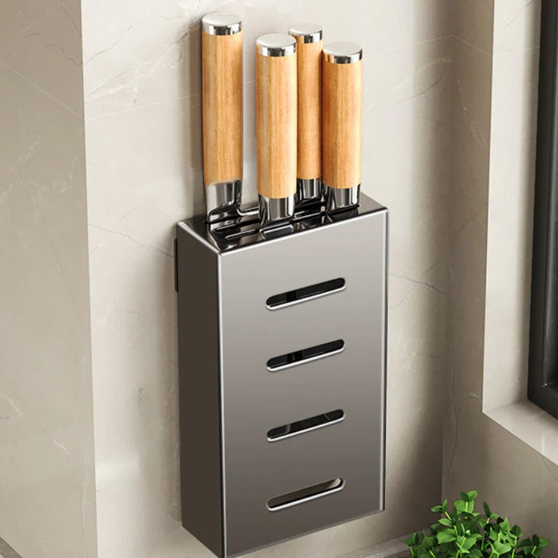 Kitchen knife storage box, knife holder, non-perforation, wall-mounted rack, kitchen items,kitchen accessories organizer