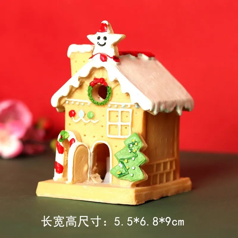 Creative Christmas House Ornaments Micro Landscape Decorations For Office Desks Small Figurines Home & Garden Decor