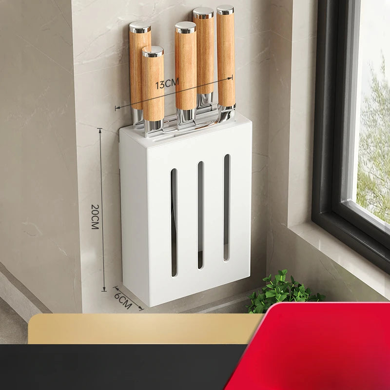Kitchen knife storage box, knife holder, non-perforation, wall-mounted rack, kitchen items,kitchen accessories organizer
