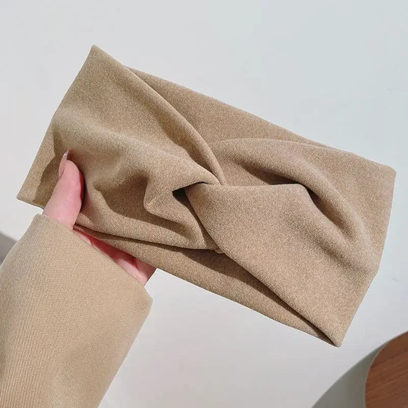 Fashion Autumn Winter Wide Edge Cross Stretch Fabric Women Girl Headband Headpiece Turban Bandage Hair Accessories Headwear