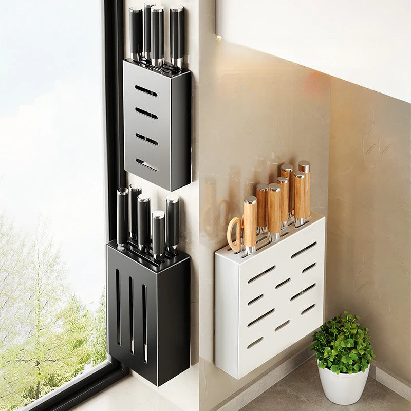 Kitchen knife storage box, knife holder, non-perforation, wall-mounted rack, kitchen items,kitchen accessories organizer