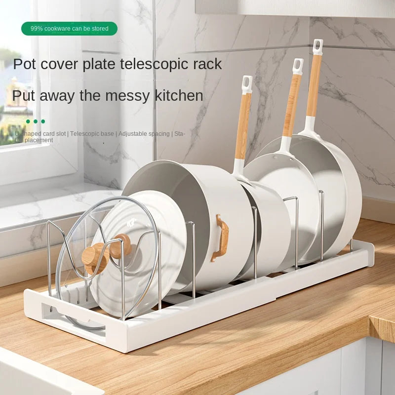 Kitchen utensil artifact pot storage rack Foldable kitchen utensil storage rack Kitchen pot lid storage rack