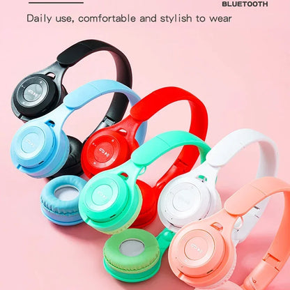 Headphones Kids Wireless Bluetooth Earphones Stereo Foldable Helmets Music Gaming Headsets Over-ear Headphones for Android ios
