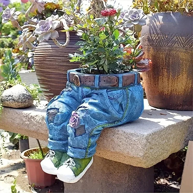 Garden Art Jeans Garden Decoration Ornament Flower Pot Resin Handicraft Garden Design Planting Flower Pot Carving