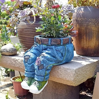 Garden Art Jeans Garden Decoration Ornament Flower Pot Resin Handicraft Garden Design Planting Flower Pot Carving