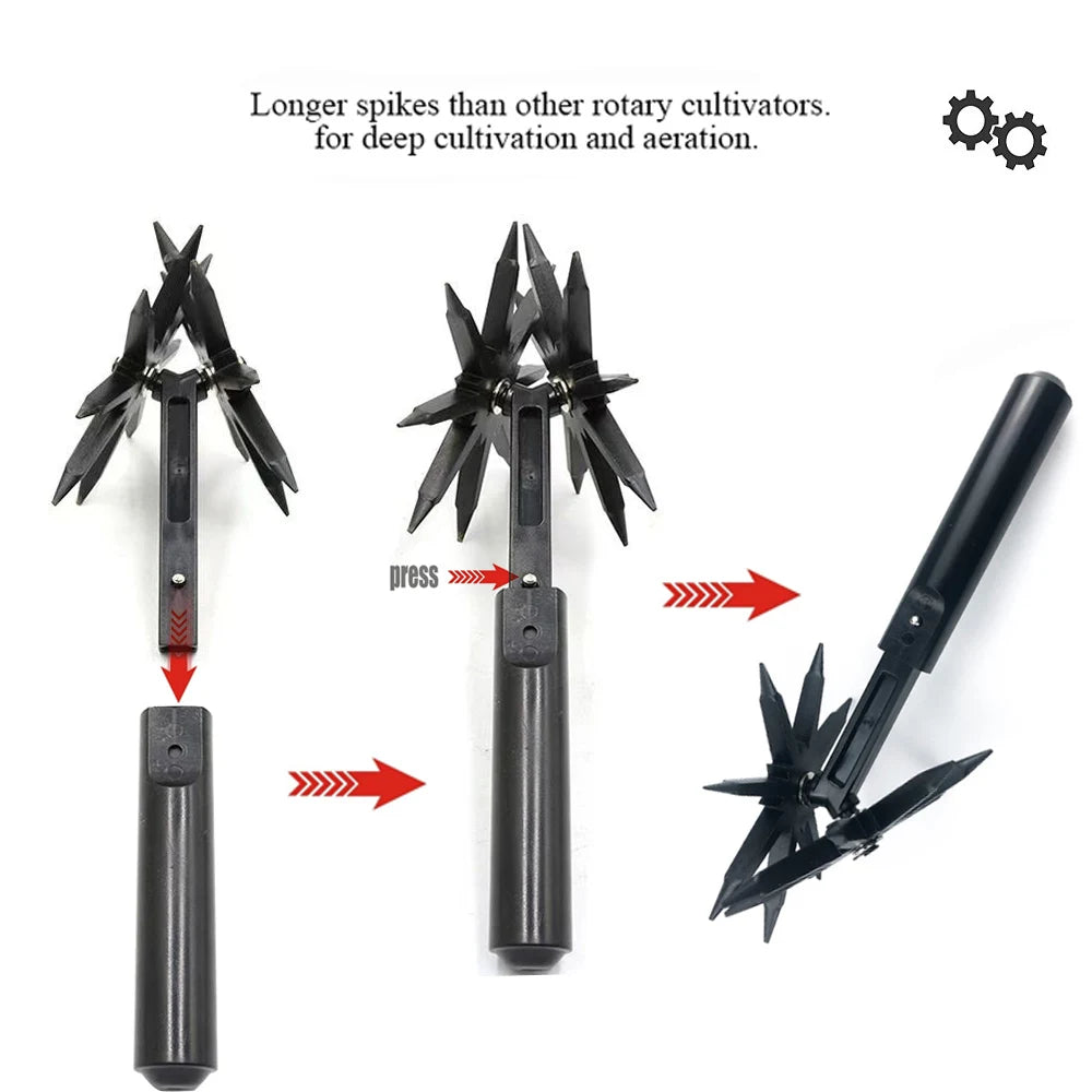 Garden Rotary Tiller, Manual Hand Tool for Soil Loaning &amp; Ventilation, Wear Resistant Cultivator for Autumn Fall Gardening Care