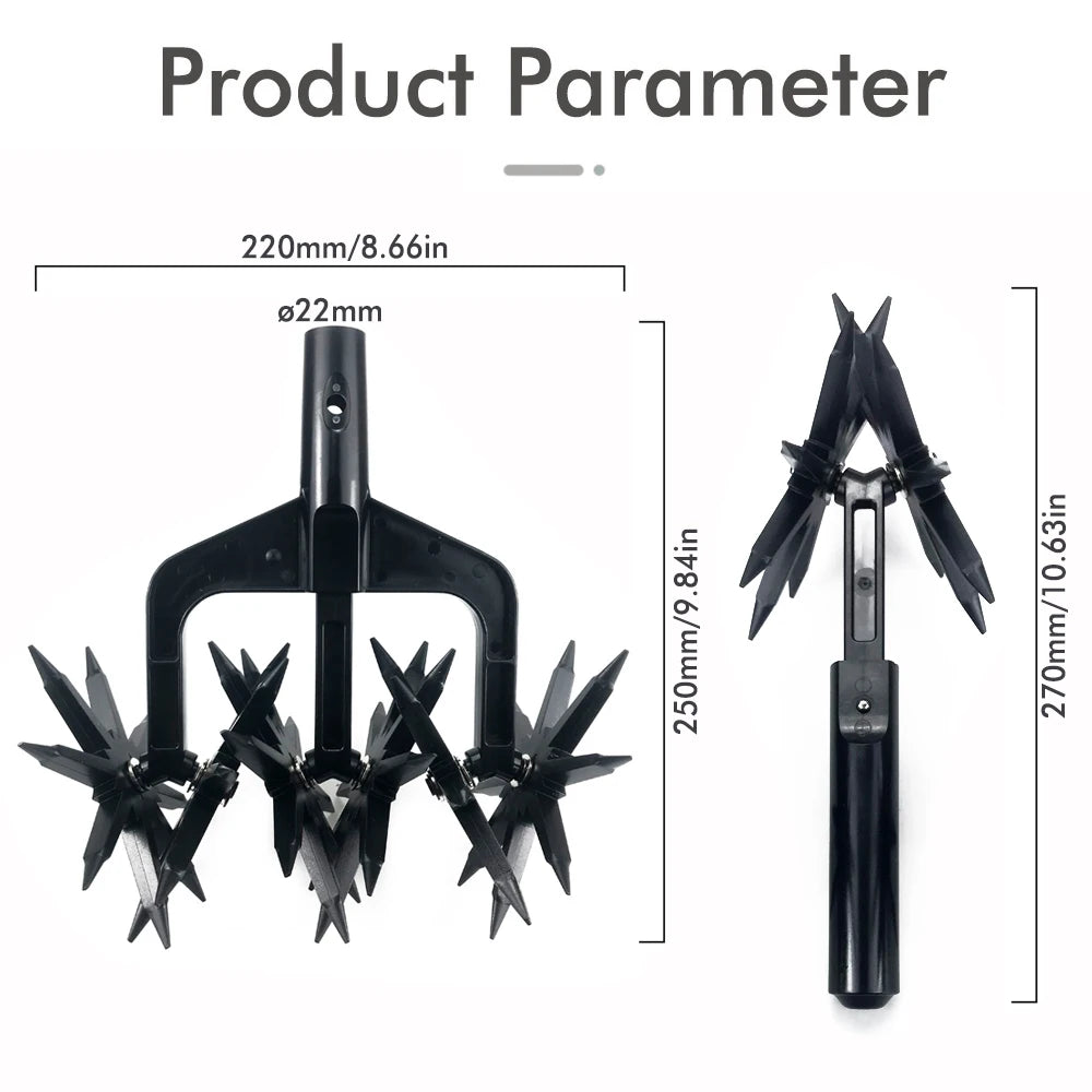 Garden Rotary Tiller, Manual Hand Tool for Soil Loaning &amp; Ventilation, Wear Resistant Cultivator for Autumn Fall Gardening Care