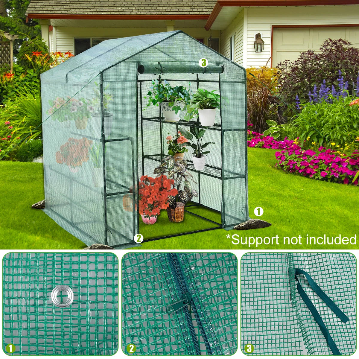 Plant Gardening Greenhouse Walk-In Greenhouse Frost-Proof Wind-Proof and Rain-Proof Greenhouse Cover for Outdoor Plant Gardening