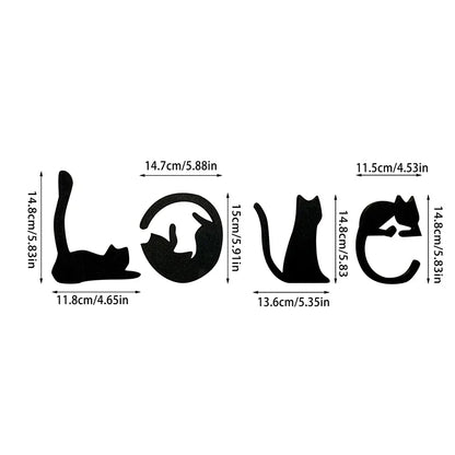 Black Cat Wall Decor, Love Themed Cat Wall Art For Living Room, Bedroom, Kitchen, Wooden Cat Home Decorations For Cat Lovers