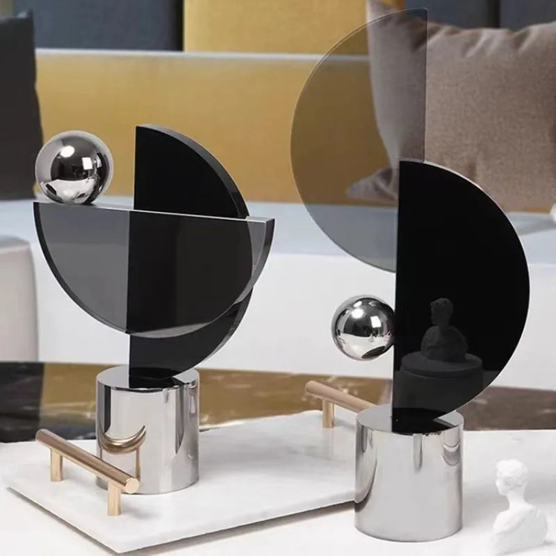 Simple Transparent Entrance Hall Ornaments Creative Geometric Shape Dining Table Decoration Crafts Luxury Bedroom Home Decor