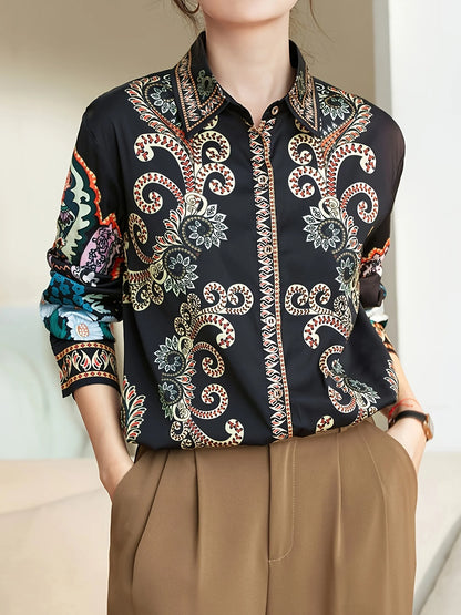 Fashion France style ladies shirts New elegant Women Blouses Fashion printed Long Sleeve Button-Down Tops blusa mujer