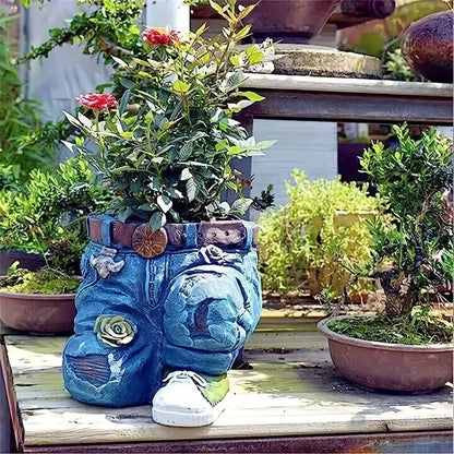 Garden Art Jeans Garden Decoration Ornament Flower Pot Resin Handicraft Garden Design Planting Flower Pot Carving