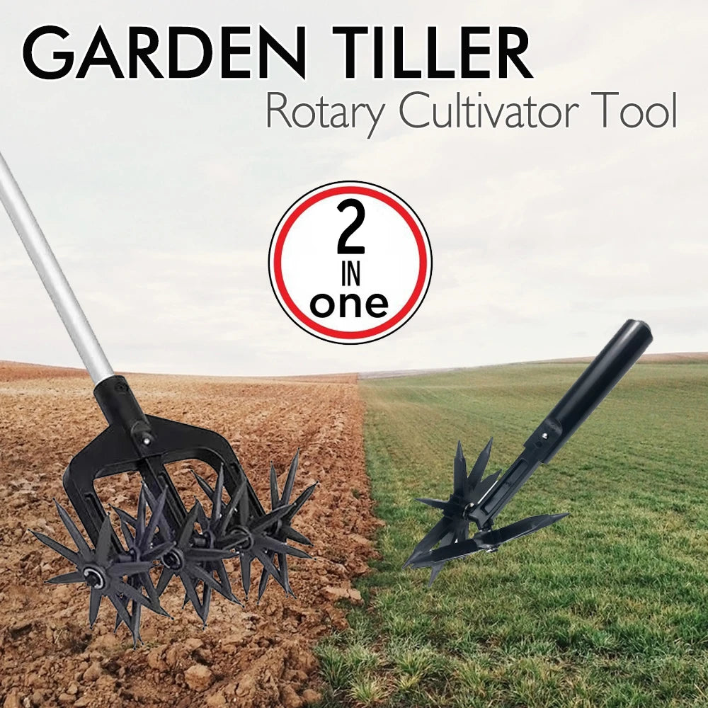 Garden Rotary Tiller, Manual Hand Tool for Soil Loaning &amp; Ventilation, Wear Resistant Cultivator for Autumn Fall Gardening Care