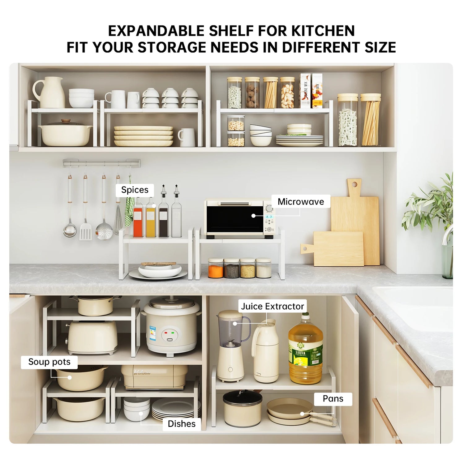 Kitchen Storage Rack under the Sink, Layered Shelf in the Cabinet, Countertop, Extendable Cabinet, Dish Storage Rack for Home Use