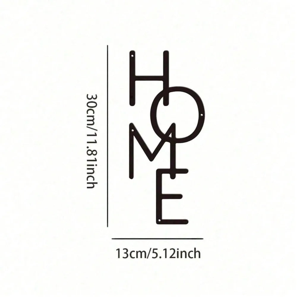 HomeWordDecor 12x8 "HOME" Metal Wall Art - Modern Minimalist Home Living Room Bedroom Holiday Gift Decor