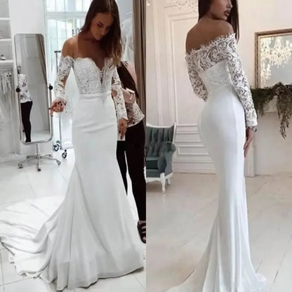 Fashion Female French Wedding Dress Sexy  Elegant Lace Evening Dresses Long Vestidos Summer Dress Sexy Dress Women