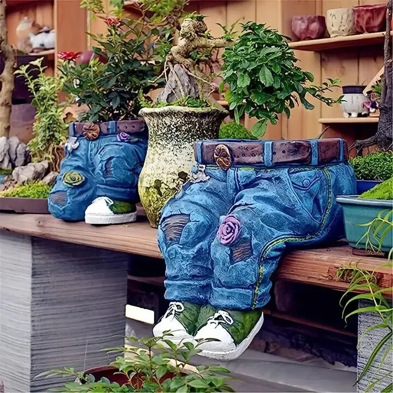 Garden Art Jeans Garden Decoration Ornament Flower Pot Resin Handicraft Garden Design Planting Flower Pot Carving